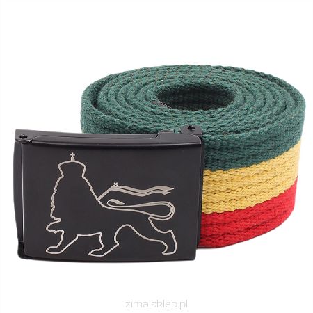 Pasek parciany Rasta z metalową klamrą Lion of Zion Pasek parciany Rasta z metalową klamrą Lion of Zion Pasek parciany Rasta z metalową klamrą Lion of Zion