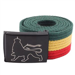 Pasek parciany Rasta z metalową klamrą Lion of Zion Pasek parciany Rasta z metalową klamrą Lion of Zion Pasek parciany Rasta z metalową klamrą Lion of Zion